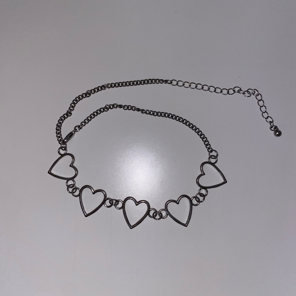Silver Heart Choker Necklace